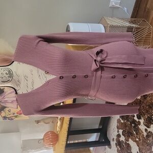 Form Fitting, Knitted, Purple Dress